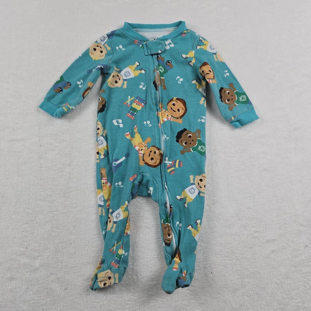 Cocomelon Infant Boys Blue JJ's Knit Blanket‎ Sleeper Pajamas 3-6 Months